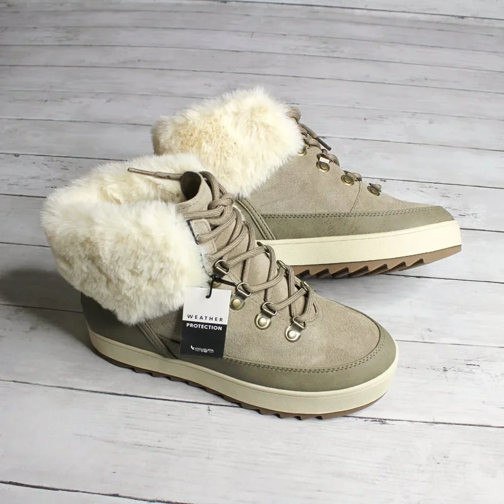 Koolaburra by Ugg Women's Winter Boots Size 8 Suede Leather Lace Fur